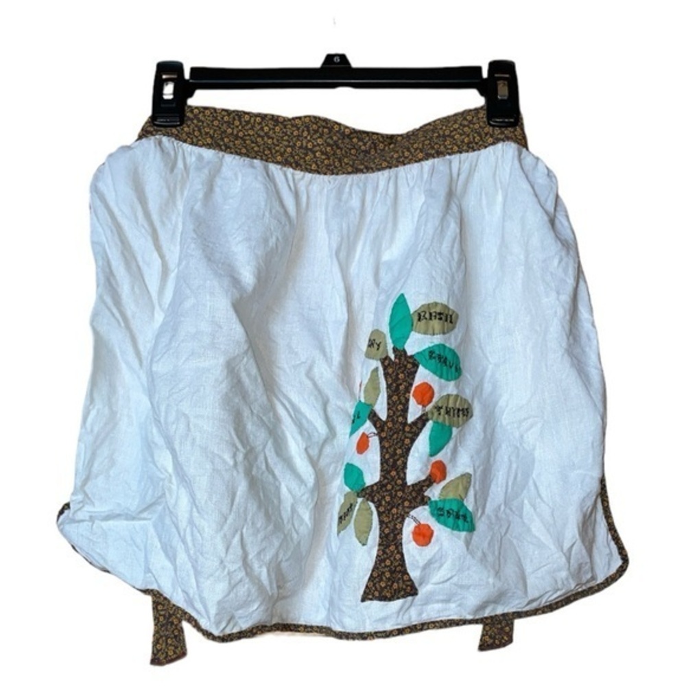 Handmade Waist‎ Apron Embroidered Sewn Herb Tree CottageCore Baking